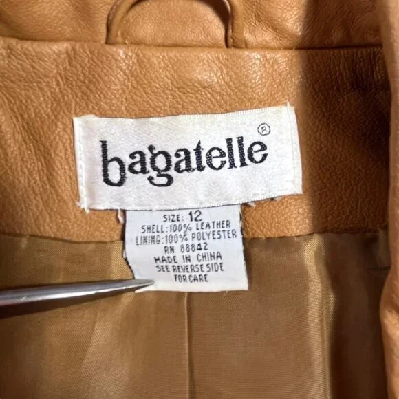 Vintage Bagatelle Leather Mid Century Carmel Tan Jacket Ladies MED